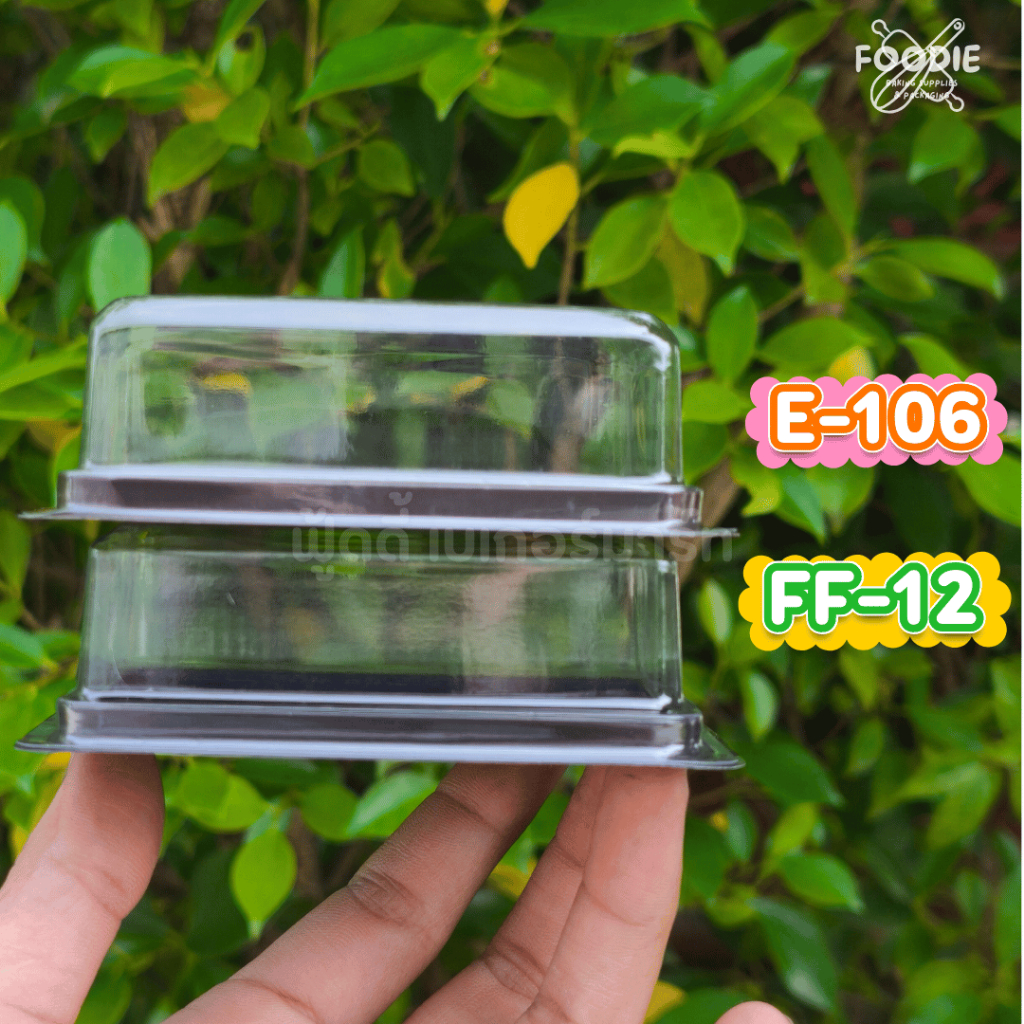 Excel กล่องเบเกอรี่ E-106 ฐานน้ำตาล ฝาใส 100ชุด เทียบเท่า ff12 กล่องบราวนี่ 1 ชิ้น กล่องมาการอง - รูปที่ 3