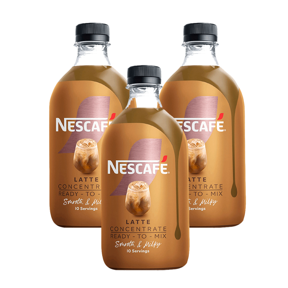 NESCAFE LATTE Concentrate Ready to Mix เนสกาแฟ เรดี้ทูมิกซ์ ลาเต้ กาแฟเข้มข้นพร้อมชง 500ml x 3ขวด (ส
