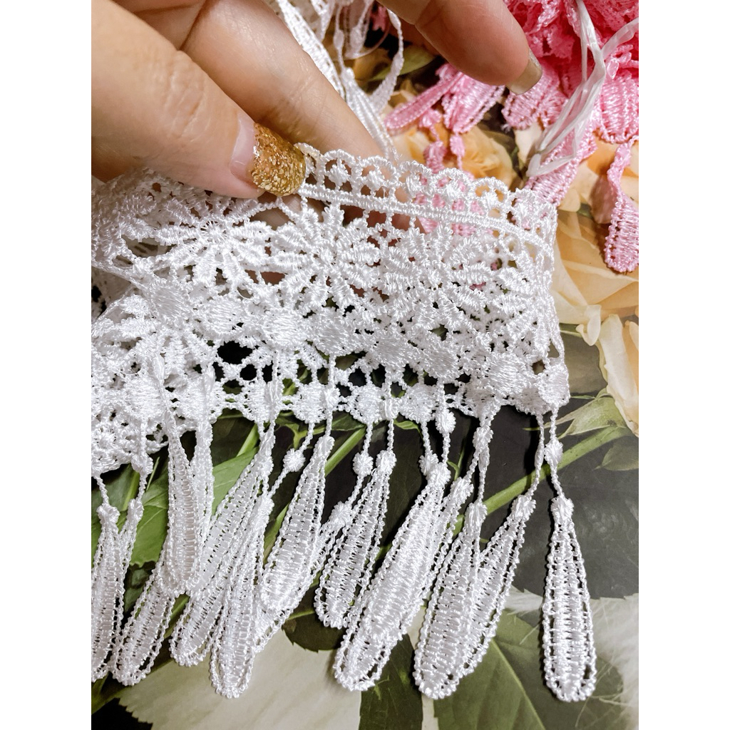 ลูกไม้ตุ้งติ้ง ระบายห้อย 1 หลา=90ซม ลูกไม้ทำพาน