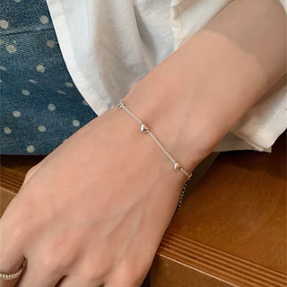 🍒พร้อมส่ง🍒 กำไลข้อมือ สร้อยข้อมือ กำไลชุบเงินแท้ รูปหัวใจรอบเส้น 1 ชิ้น
