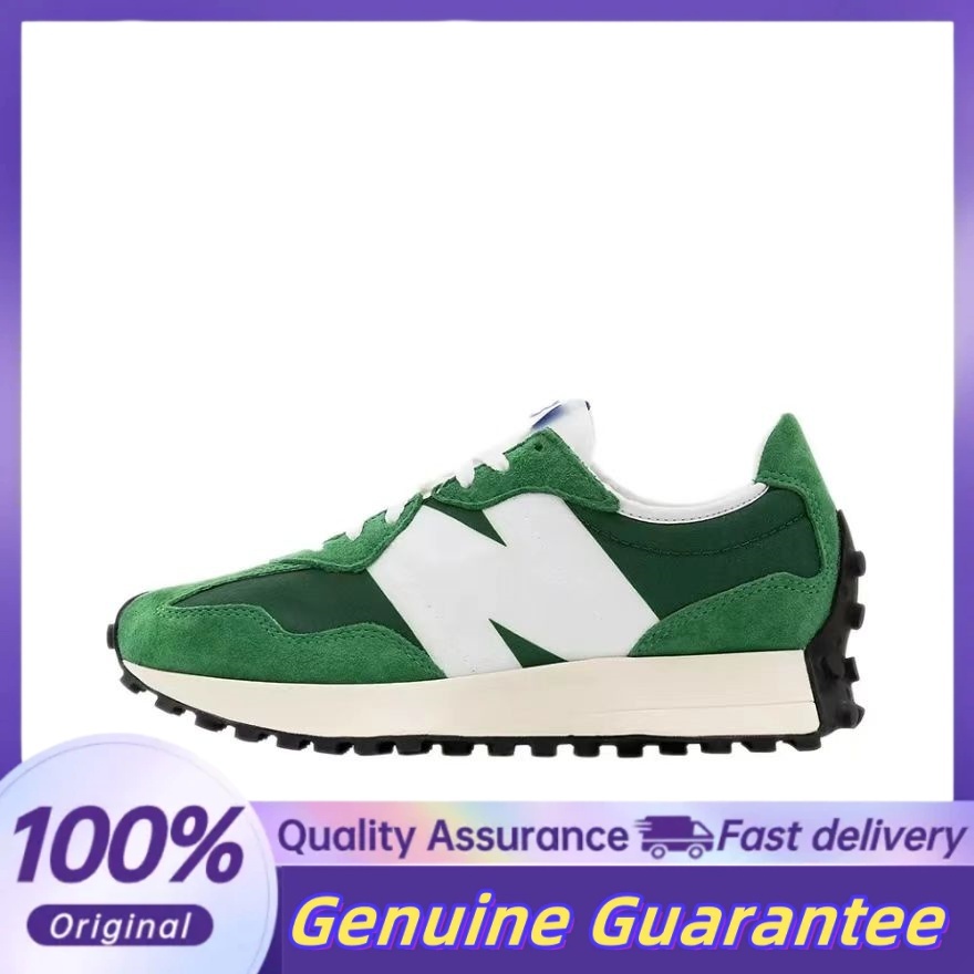 NB 327 รองเท้าวิ่งแบบโลว์ท็อปสำหรับชาย สีขาวเขียว