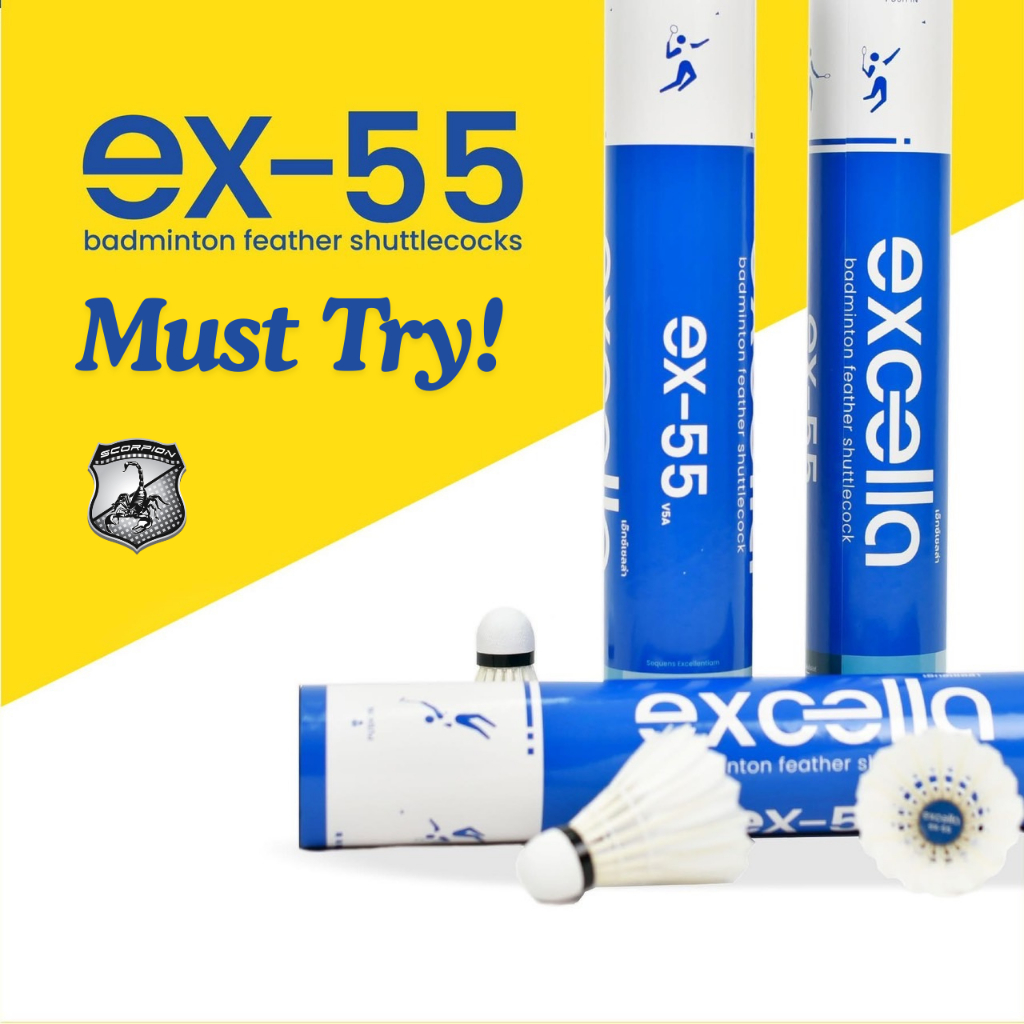 ลูกแบด EXCELLA ลูกแบดมินตัน รุ่น EX-77 และ EX-55 ลูกขนไก่ (แพ็ค 12 ลูก)