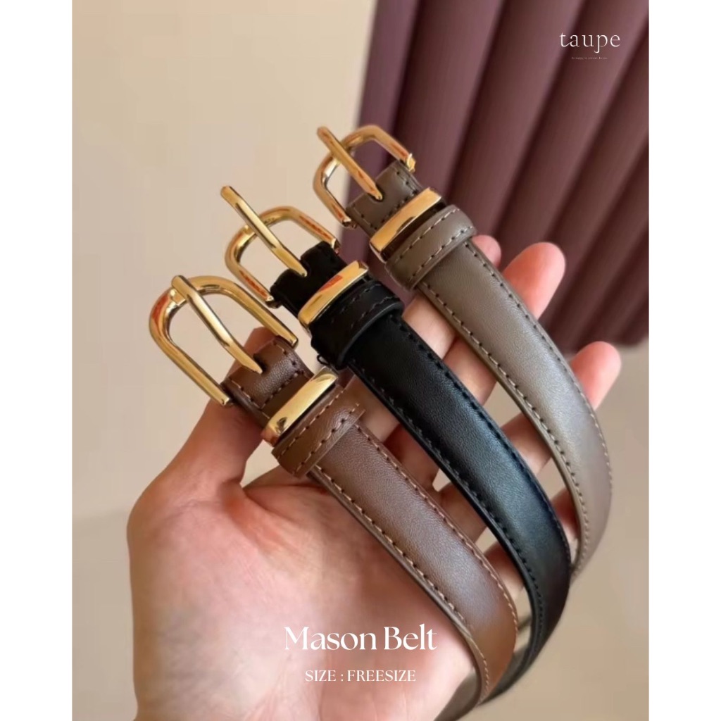 Taupe.brand - Mason Belt เข็มขัดหนังวัวแท้ หนังนิ่มคุณภาพดี หัวเข็มขัดอะไหล่สีทอง ดีไซน์คลาสสิก เรียบหรู มีให้เลือก 3 สี