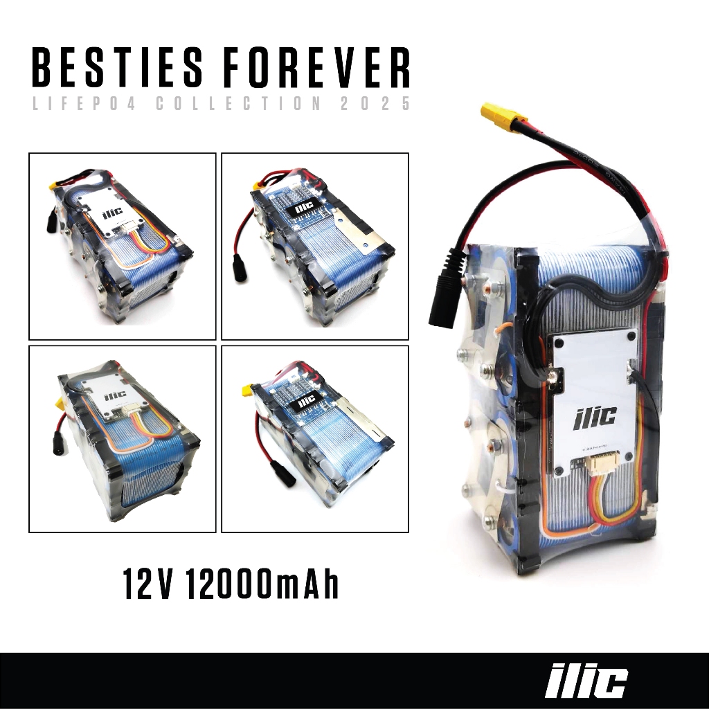 ilic แบตเตอรี่ลิเธียมฟอสเฟต LiFePO4 32650 4S 12V 12Ah ติดตั้ง BMS