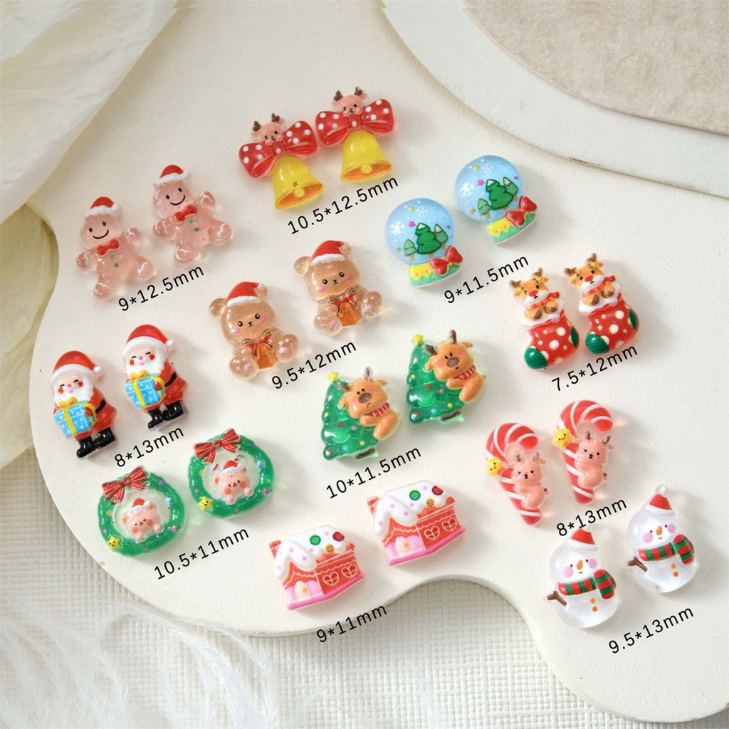 อะไหล่ติดเล็บ ลายคริสมาสต์ แซนต้า  10 ชิ้น/ห่อ 15บาท มีให้เลือกหลากหลายแบบ