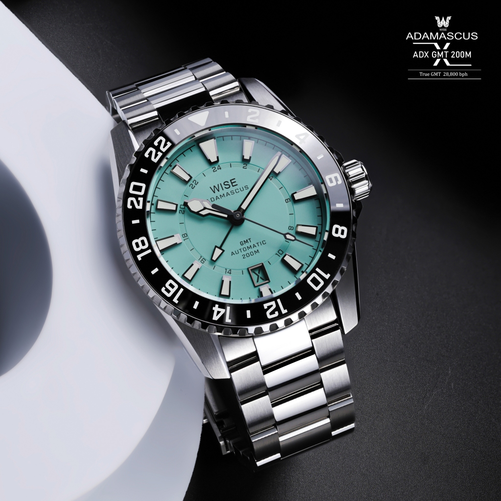 WISE ADAMASCUS ADX True GMT Stainless steel 904L นาฬิกาข้อมือขนาด 40 มม. (Gungrey series)