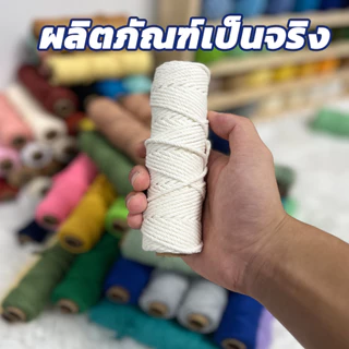 เชือกผ้าฝ้ายถักมาคราเม่ แฮนด์เมด 3 มม. 30 ม. หลากสี สําหรับแขวนตกแต่งบ้าน ประมาณ 100 กรัม