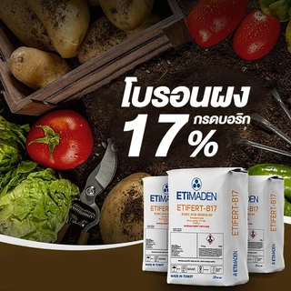 ปุ๋ยผง โบรอน17% ยี่ห้อ Etimaden ตุรกี ขนาด 25 กก.ละลายน้ำ100% ช่วยติดดอกออกผล ทรงสวย สีสวย รสหวาน