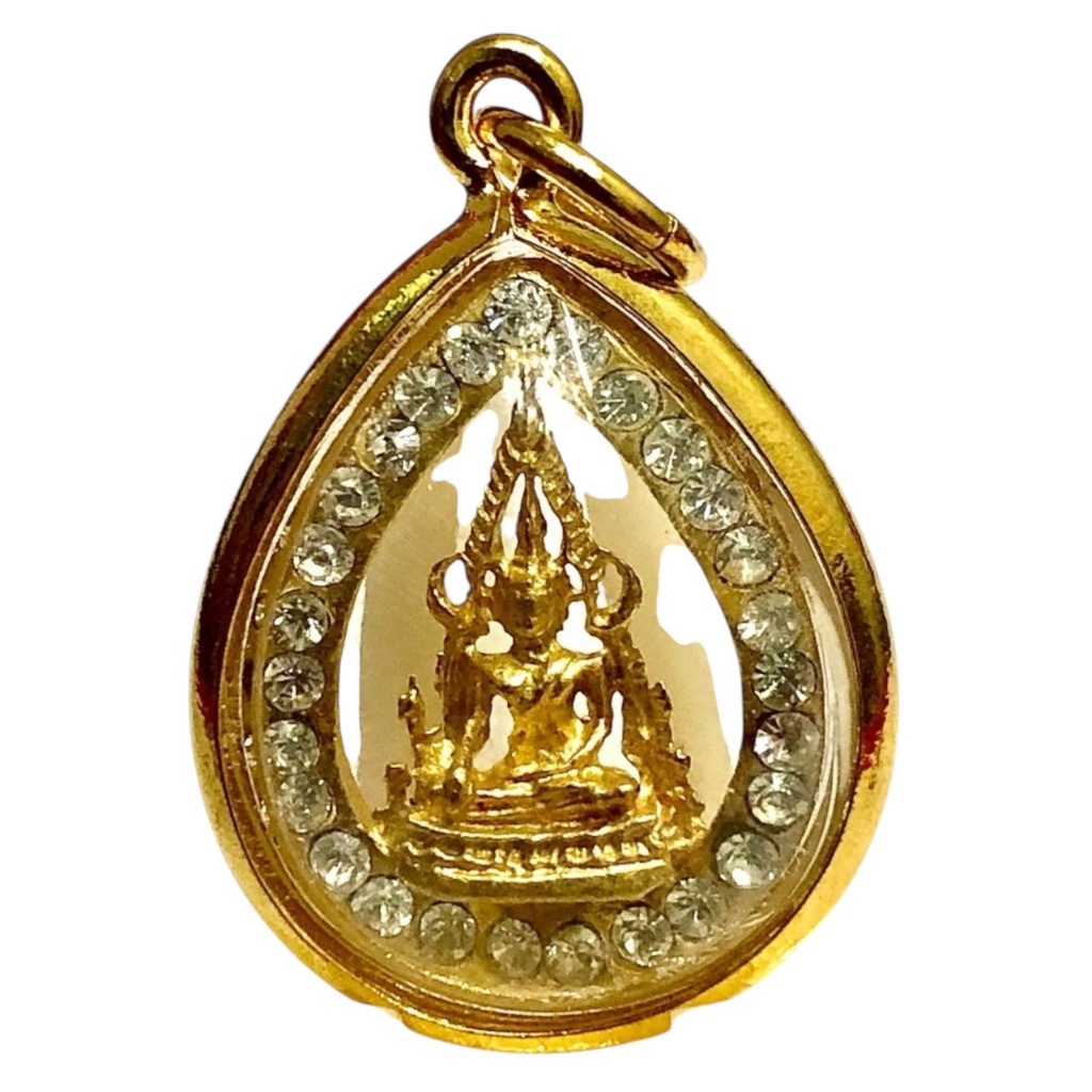 L004 พระพุทธชินราช องค์เล็ก พระชินราช วัดพระศรีรัตนมหาธาตุฯ พิษณุโลก กรอบ ทองไมครอน ล้อมเพชร