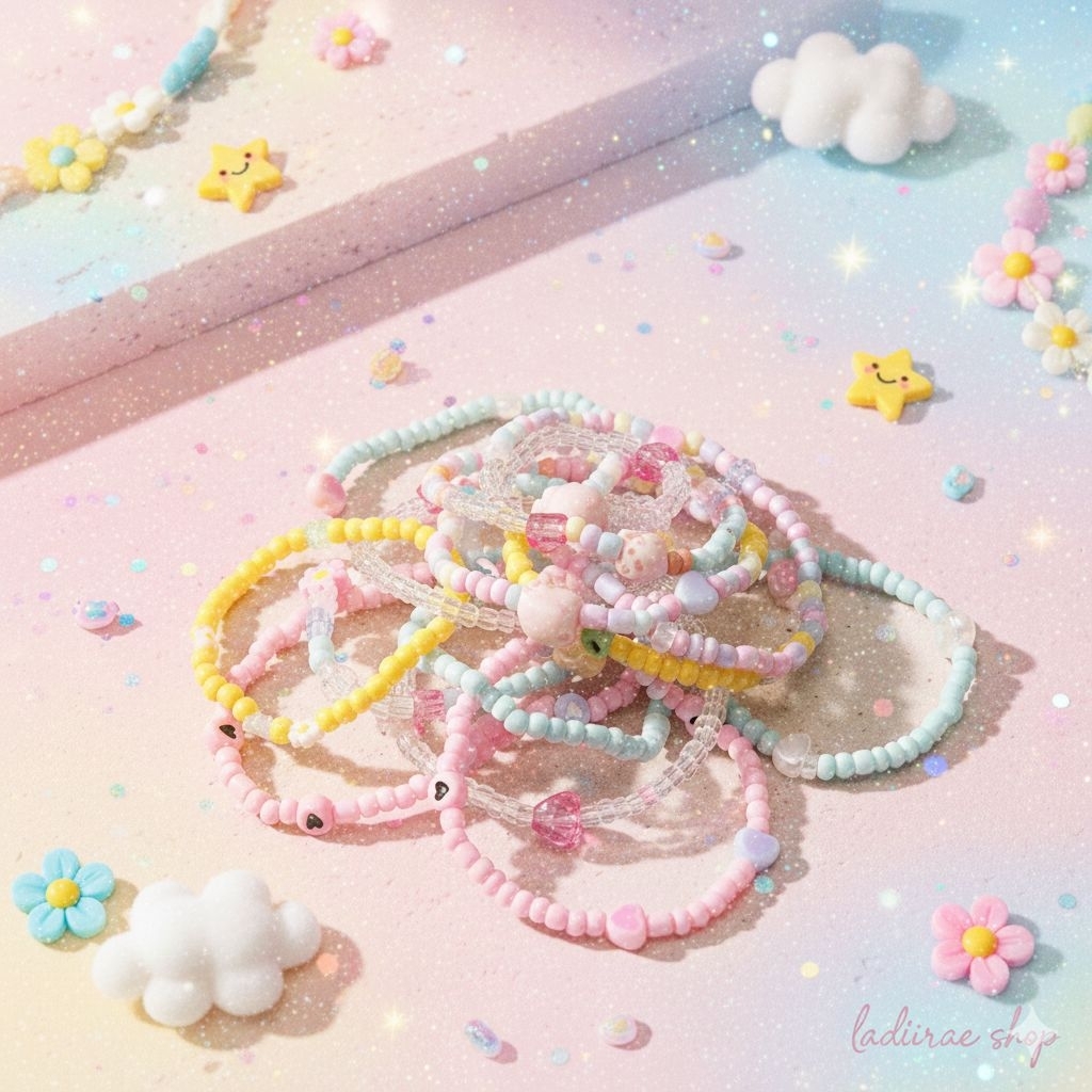 กำไลลูกปัด สร้อยข้อมือลูกปัด ยืดได้ คละแบบ (สุ่ม) ของขวัญปัจฉิม ของแจกลูกค้า