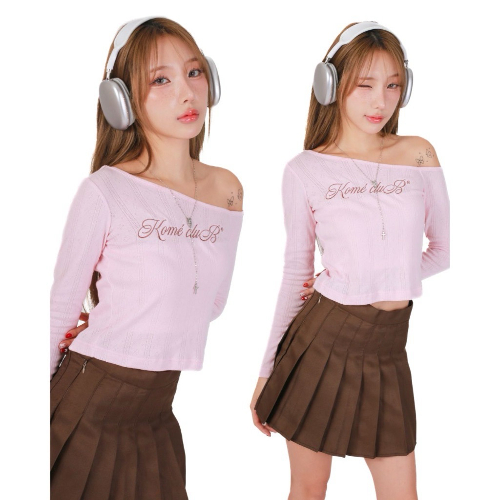 /ส่งต่อ/ kome.offi เสื้อไหล่ตก รุ่น windy top สีชมพู XL
