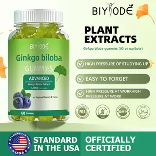 ซื้อ 1 แถม 1 BIYODE Ginkgo biloba fudge Sleep Gummies vitamin C ปรับปรุงความจํา เพิ่มการไหลเวียนเลือด