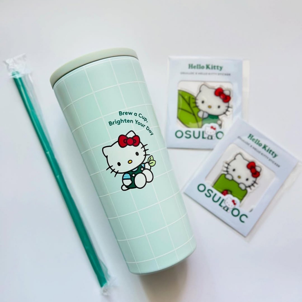 🎀พร้อมส่ง🎀Korea 🇰🇷 osulloc x Hello Kitty Limited Edition 550ml แก้วเก็บความร้อนสีมิ้นต์สแตนเลส - รูปที่ 6