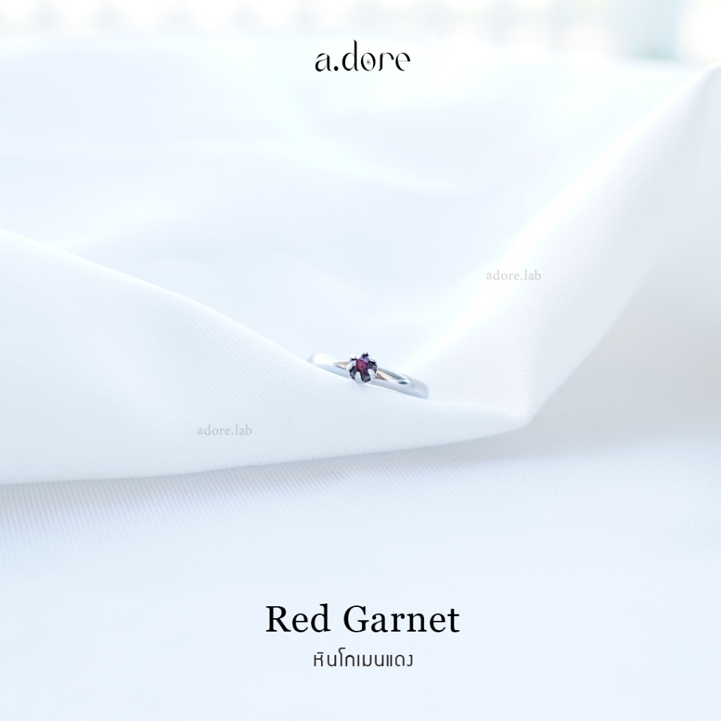 แหวนหินโกเมนแดง (Red Garnet) หินแท้ 100%  ปรับขนาดได้ ฟรีไซส์ สเเตนเลสไม่ลอกดำ - รูปที่ 2