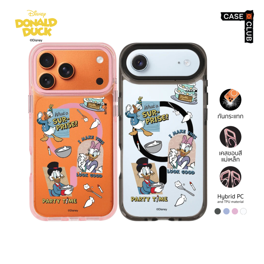 CaseClub เคสไอโฟน เคส ขอบสี เคสแม่เหล็ก ลาย Donald Duck Cake Donald Duck เค้กงานปาร์ตี้ สำหรับ i17 P