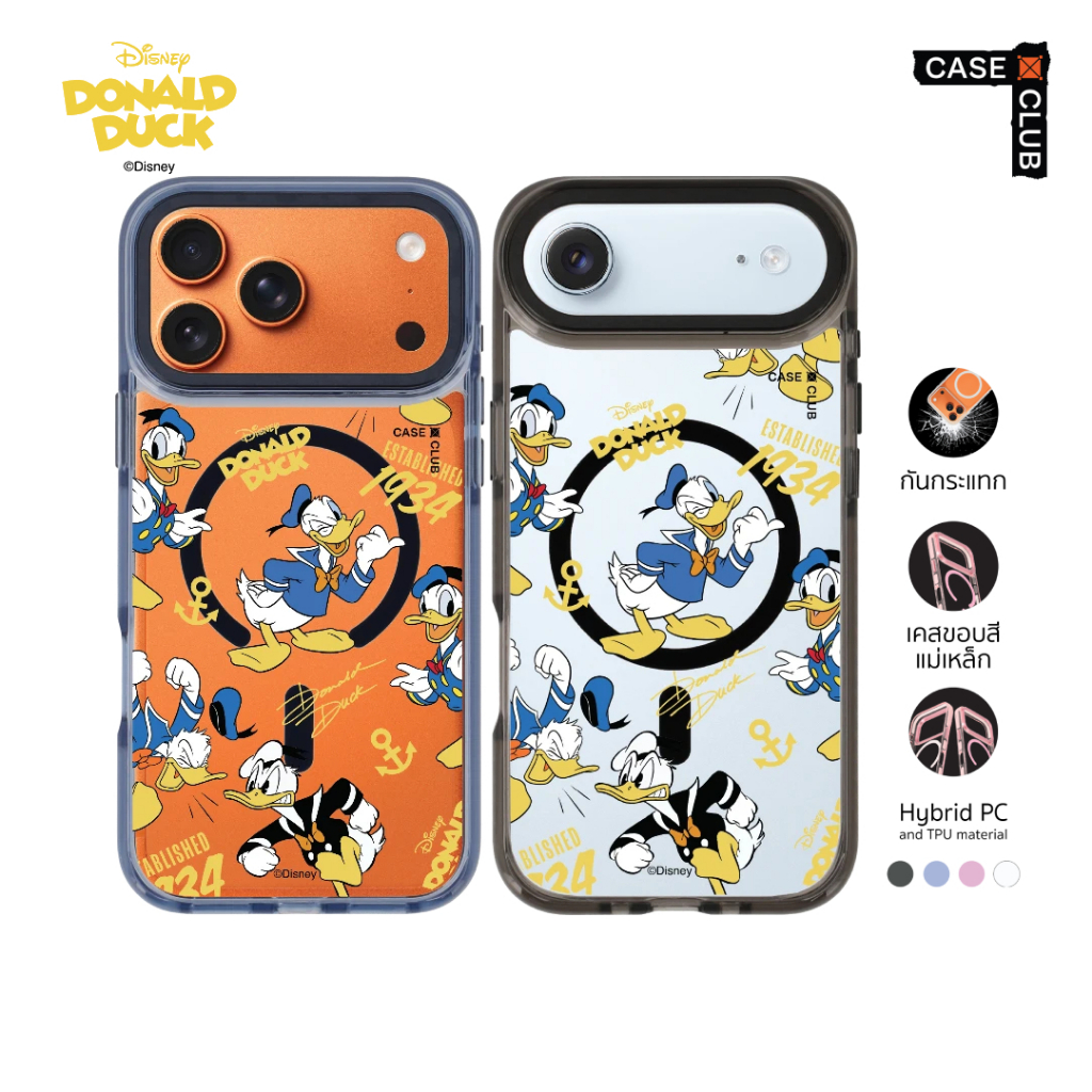 CaseClub เคสไอโฟน เคส ขอบสี เคสแม่เหล็ก ลาย Donald Duck 1934 Donald Duck ปี 1934 สำหรับ i17 Pro Max/