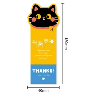 [พร้อมส่ง🇹🇭] สติ๊กเกอร์ขอบคุณ "THANKS!" ไดคัทหน้าแมว 3 แบบ (แพค 50 ดวง)
