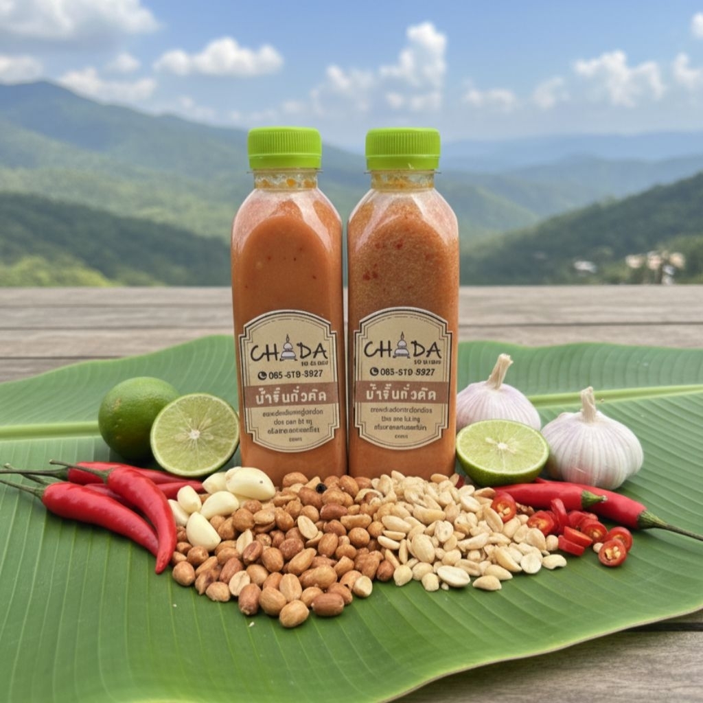 น้ำจิ้มถั่วตัด(สูตรเผ็ดปานกลาง)(สดใหม่ทุกวัน)250ml
