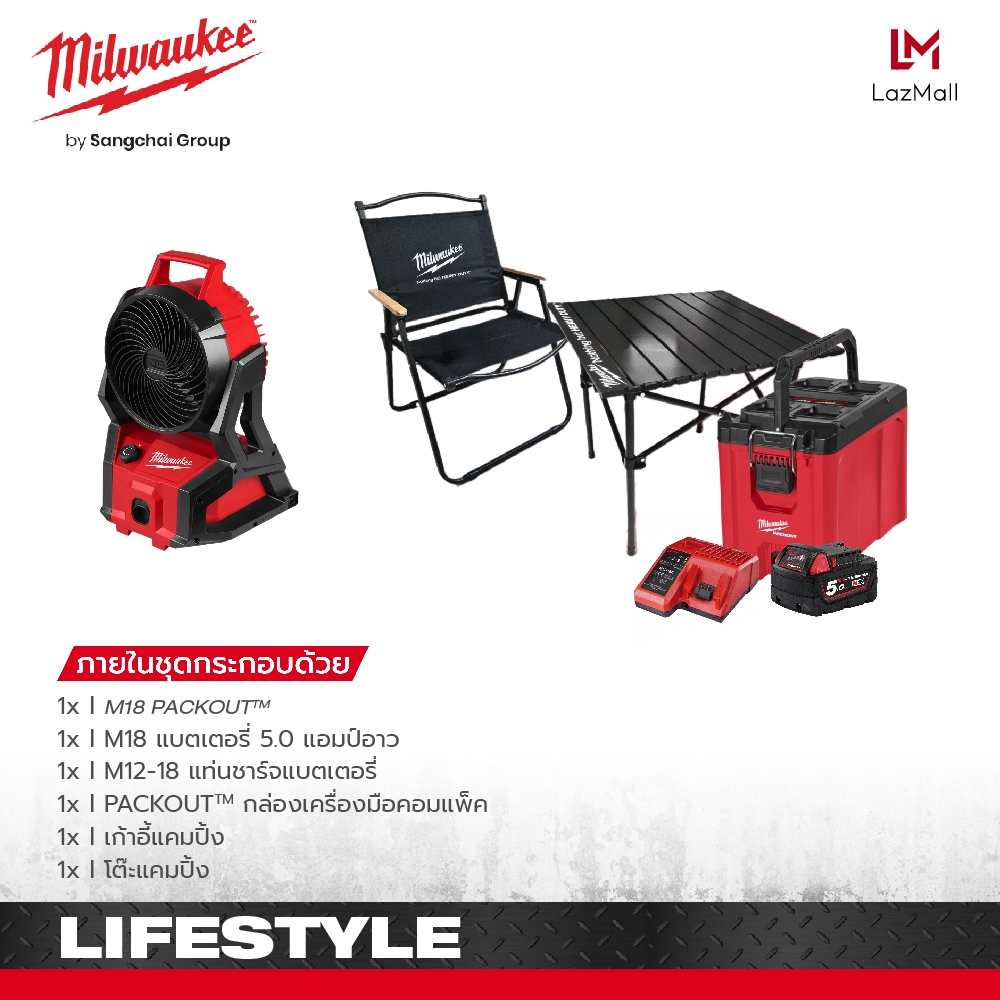Milwaukee ชุดพลังแกร่งดับร้อน M18 AFG2tt-0 พร้อมชุด M18 NRG-501PLR1 LIFESTYLE STARTER KIT