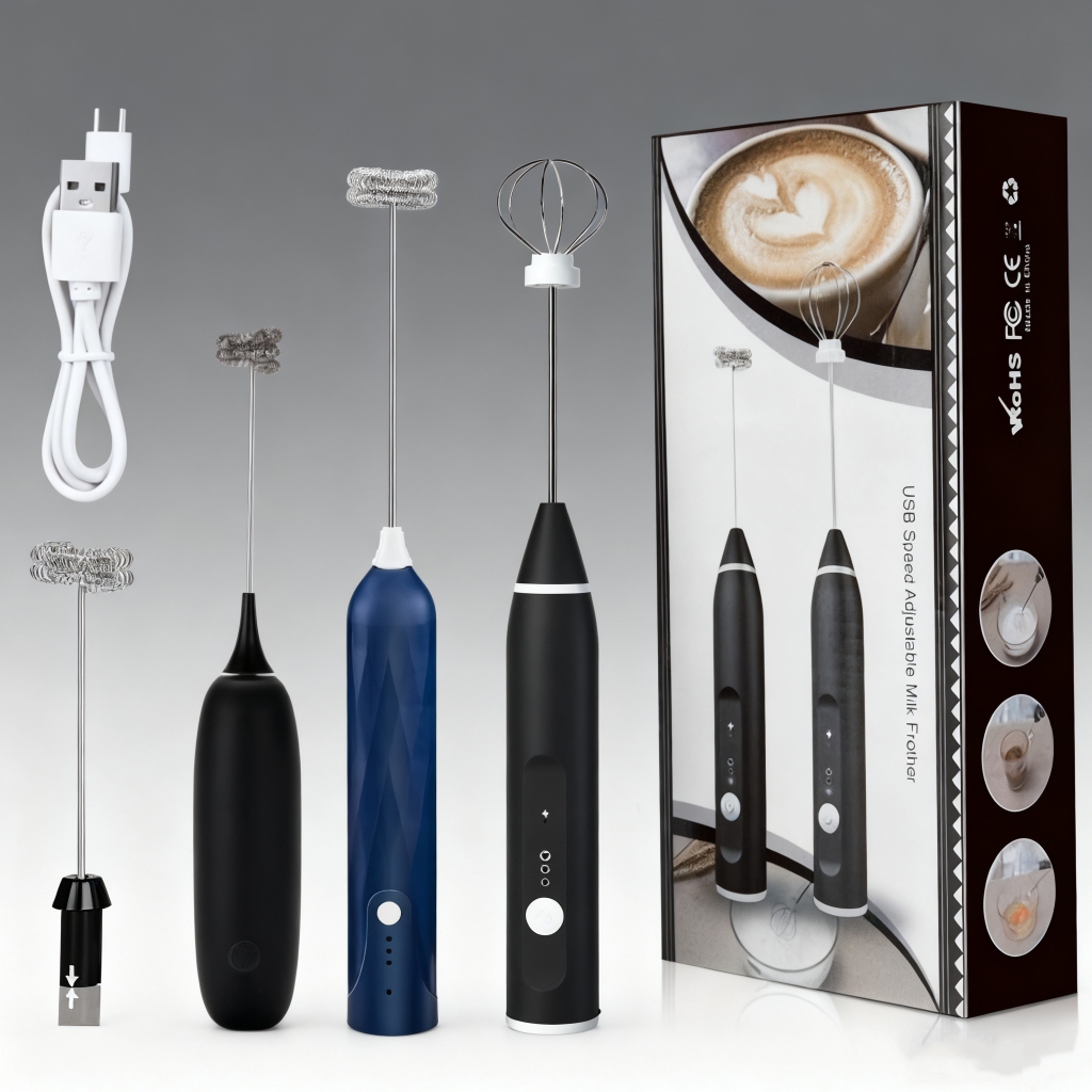 【ของแท้】เครื่องตีฟองนมไฟฟ้า เครื่องดื่ม เครื่องตีฟองนม คนกาแฟ เครื่องตีไข่ ไม่มีแบตเตอรี่ ปรับได้3ระดับ