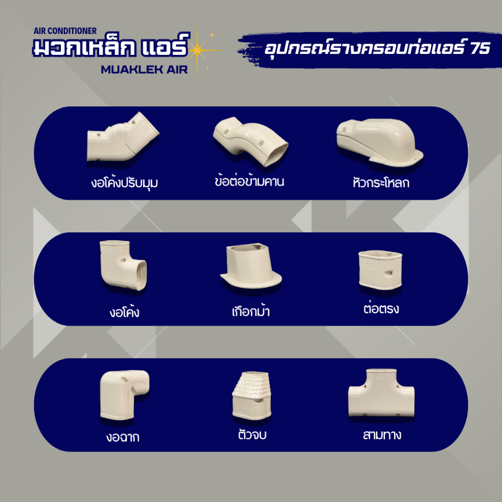 อุปกรณ์รางครอบท่อแอร์ ท่อยืด TM-75 TOTO Slim  ขนาด 75 ของแท้คุณภาพดี