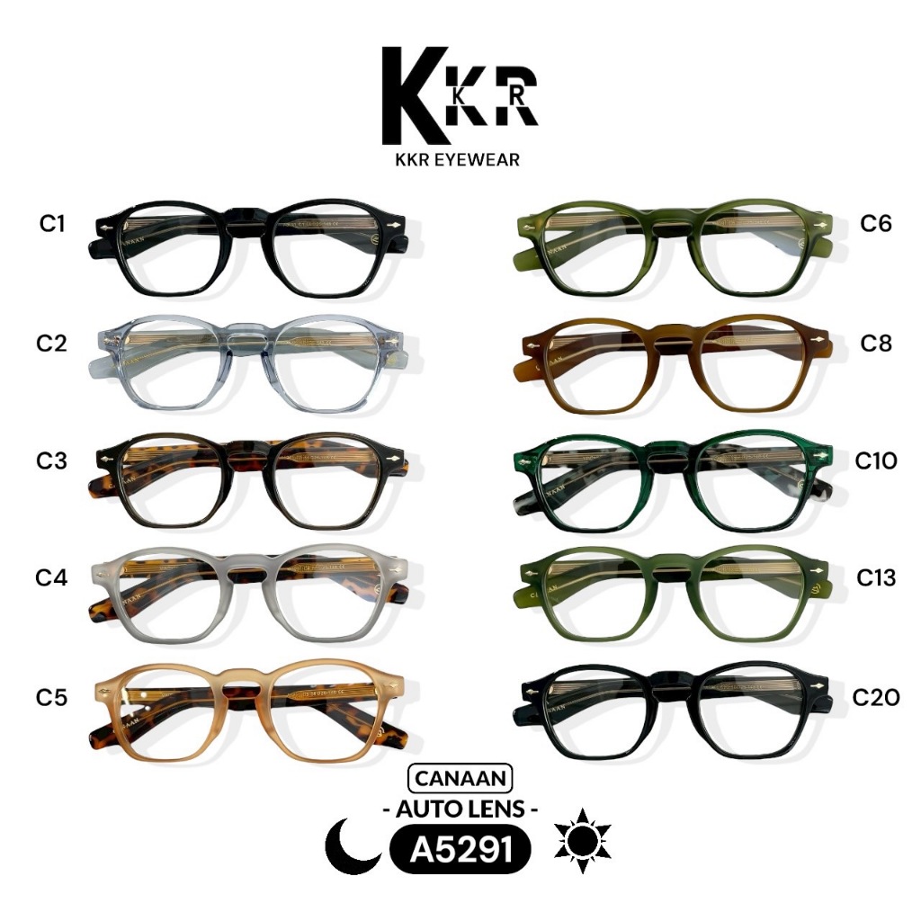 𝗖𝗔𝗡𝗔𝗔𝗡 แท้!แว่นตาบลูออโต้เลนส์ (เปลี่ยนสี) A5291 ป้องกันแสงแดดและแสงสีฟ้า STYLE VINTAGE (มีปลายทาง)
