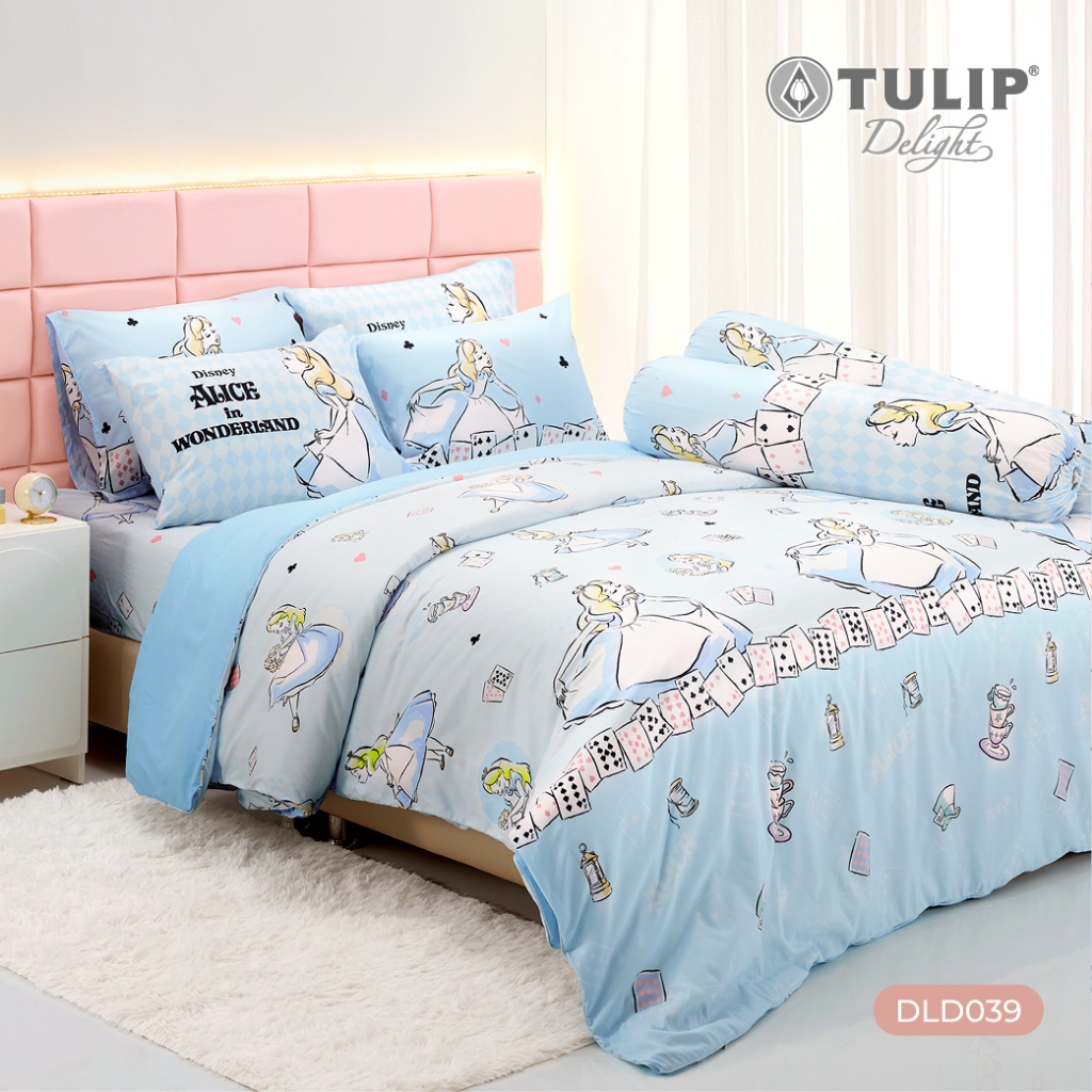 TULIP Delight Disney Alice DLD039 ลิขสิทธิ์แท้ดิสนีย์ พิมพ์ดิจิตอล ชุดเครื่องนอน ผ้าปูที่นอน ผ้าห่มนวม