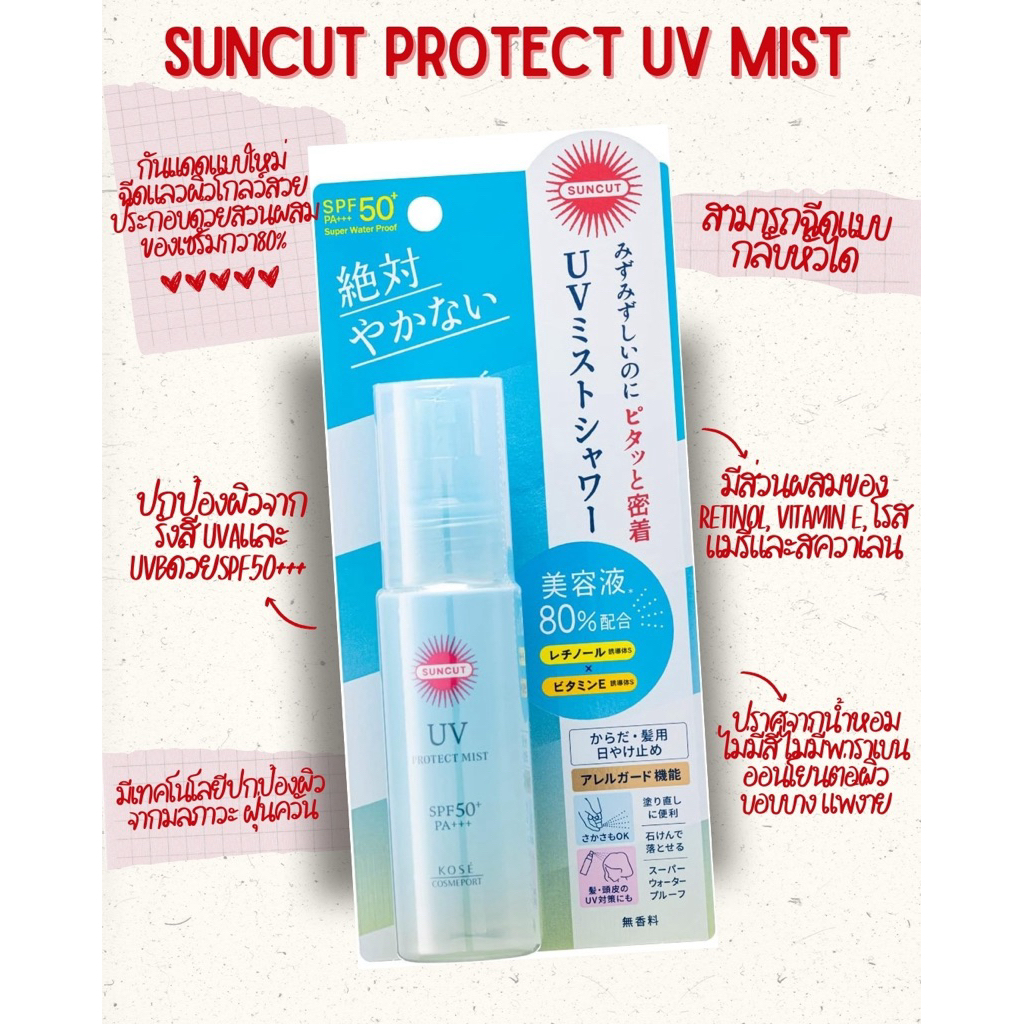 [พร้อมส่ง] Suncut UV Protect Mist SPF 50+