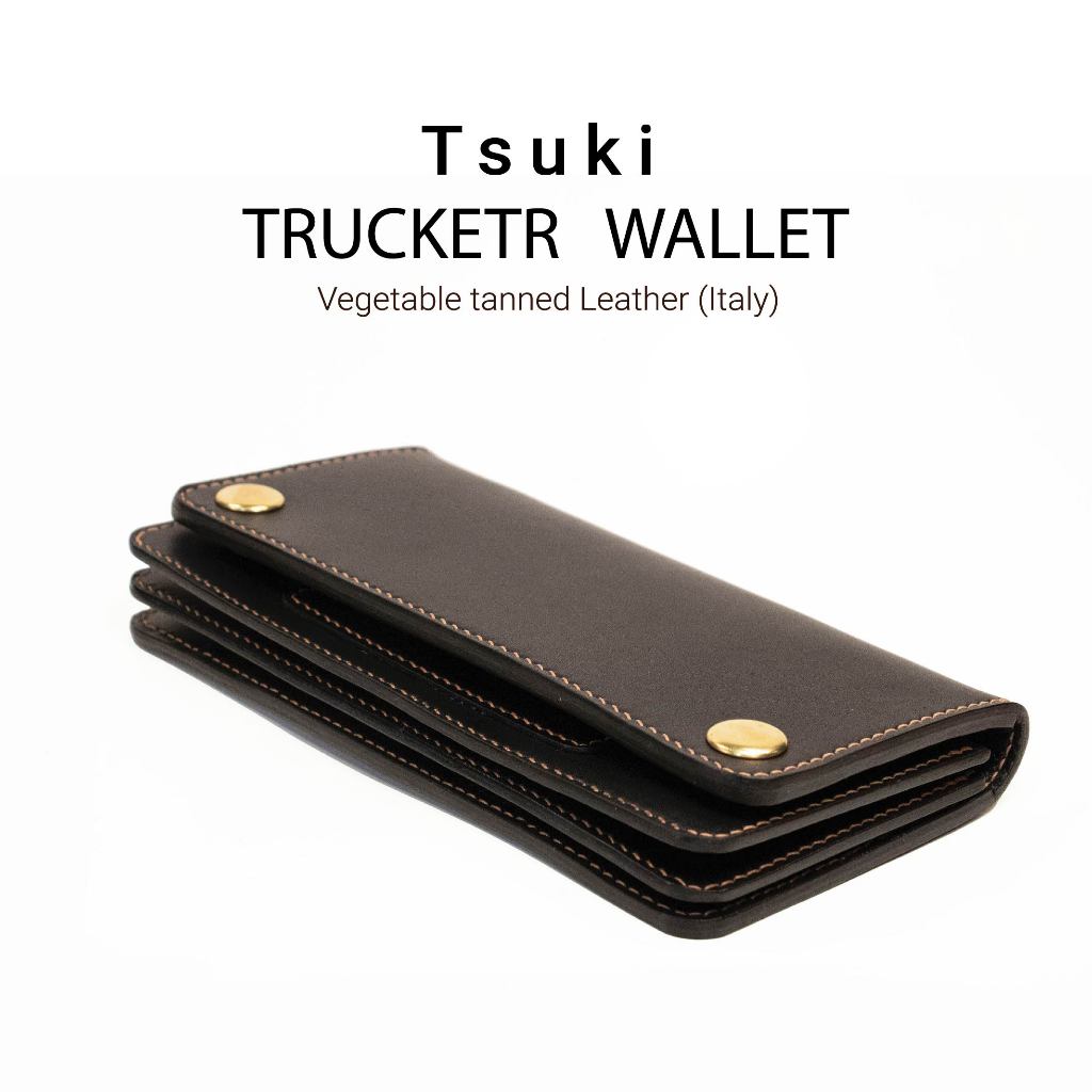 TSUKI TRUCKER WALLET (HAND SEWING) กระเป๋าใบยาว หนังวัวแท้อิตาลี เย็บมือทั้งใบ