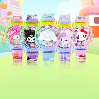 ของแท้ Sanrio Kuromi Melody Cinnamon KT Cat Pony นาฬิกาดิจิทัลธีมดนตรีพร้อมไฟกระพริบหลากสีสัน ของขวัญวันเกิดสำหรับเด็ก