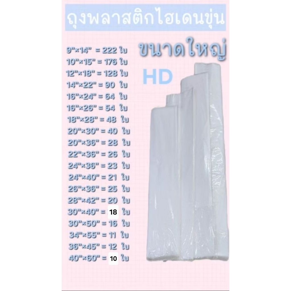 ถุงพลาสติกHDขุ่น และ HDสี ไฮเดรนขนาดใหญ่ ราคาถูกมากก‼️โรงงานผลิตเอง มีให้เลือกหลายขนาด