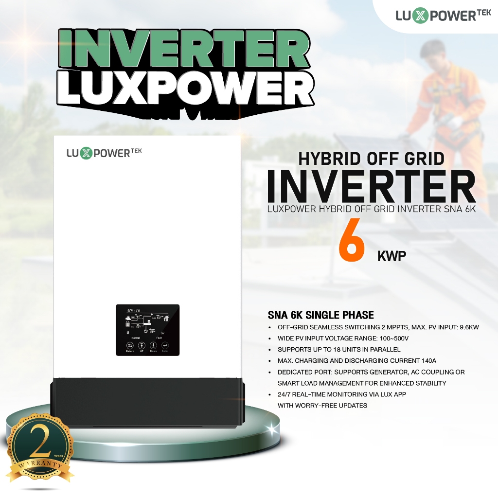 ส่งฟรี LUX POWERTEK  Hybrid Off Grid Inverter SNA 6K (Single Phase)