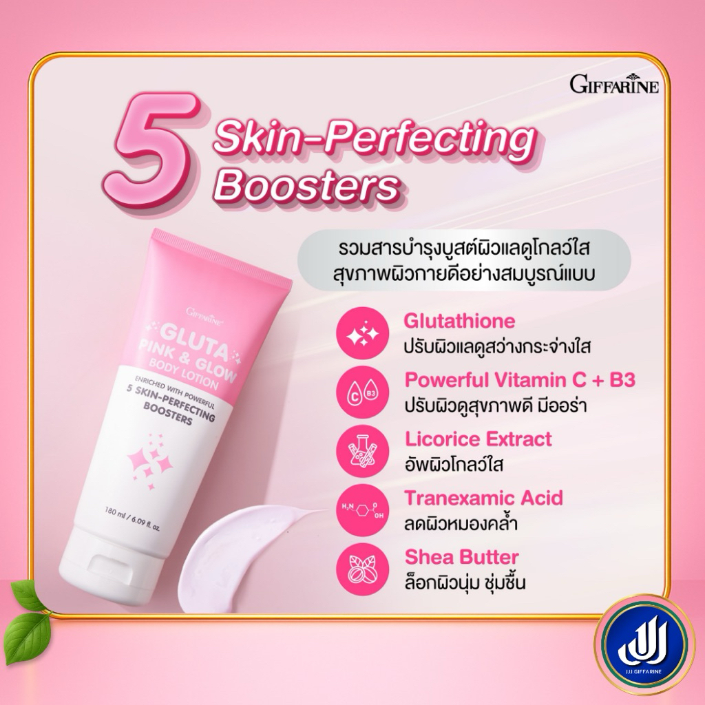 กิฟฟารีน กลูต้า พิงก์ เม็ดเคี้ยว โลชั่นบำรุงผิว พิงค์ แอน โกลว์ คอมเพล็กซ์ เสริมบำรุงผิว ให้แลดูกระจ่างใส | Giffarine - รูปที่ 3