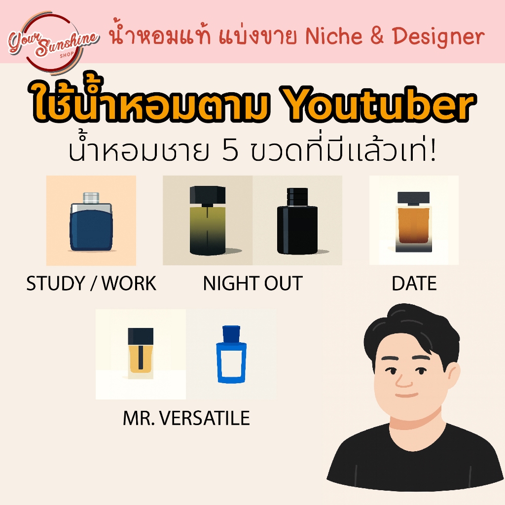 ใช้น้ำหอมตาม Scent of Byrd ⭕️ ขนาดทดลอง น้ำหอมชาย 5 ขวดที่มีแล้วเท่! จบทุกสถานการณ์! sample perfume