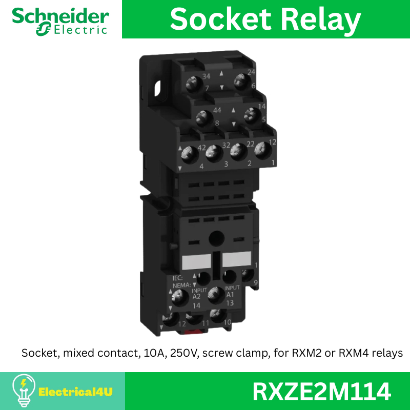 Schneider Electric RXZE2M114 Socket Relay สำหรับรีเลย์รุ่น RXM2AB** และ RXM4AB** ซ็อกเก็ตรีเลย์