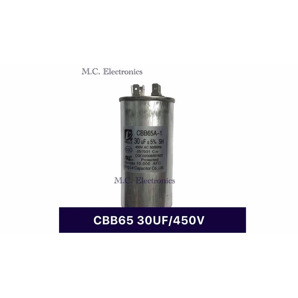 30uf 450v คอมเพรสเซอร์เครื่องปรับอากาศ ตัวเก็บประจุ 30uf 450V CBB65 (CBB65-1) จำนวน 1 ชิ้น