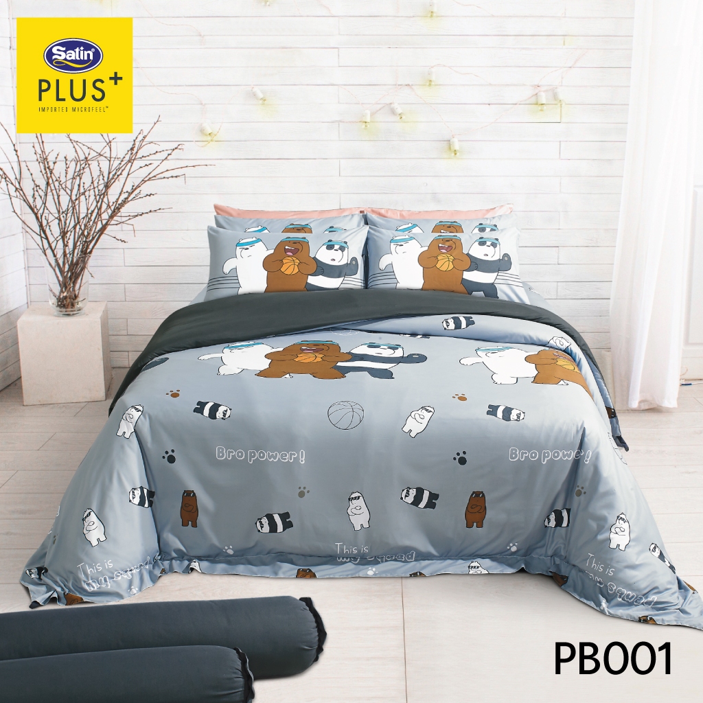 Satin Plus ชุดผ้าปูที่นอน 3.5  ฟุต 5 ฟุต 6 ฟุต (ไม่รวมนวม) ลายการ์ตูนลิขสิทธิ์