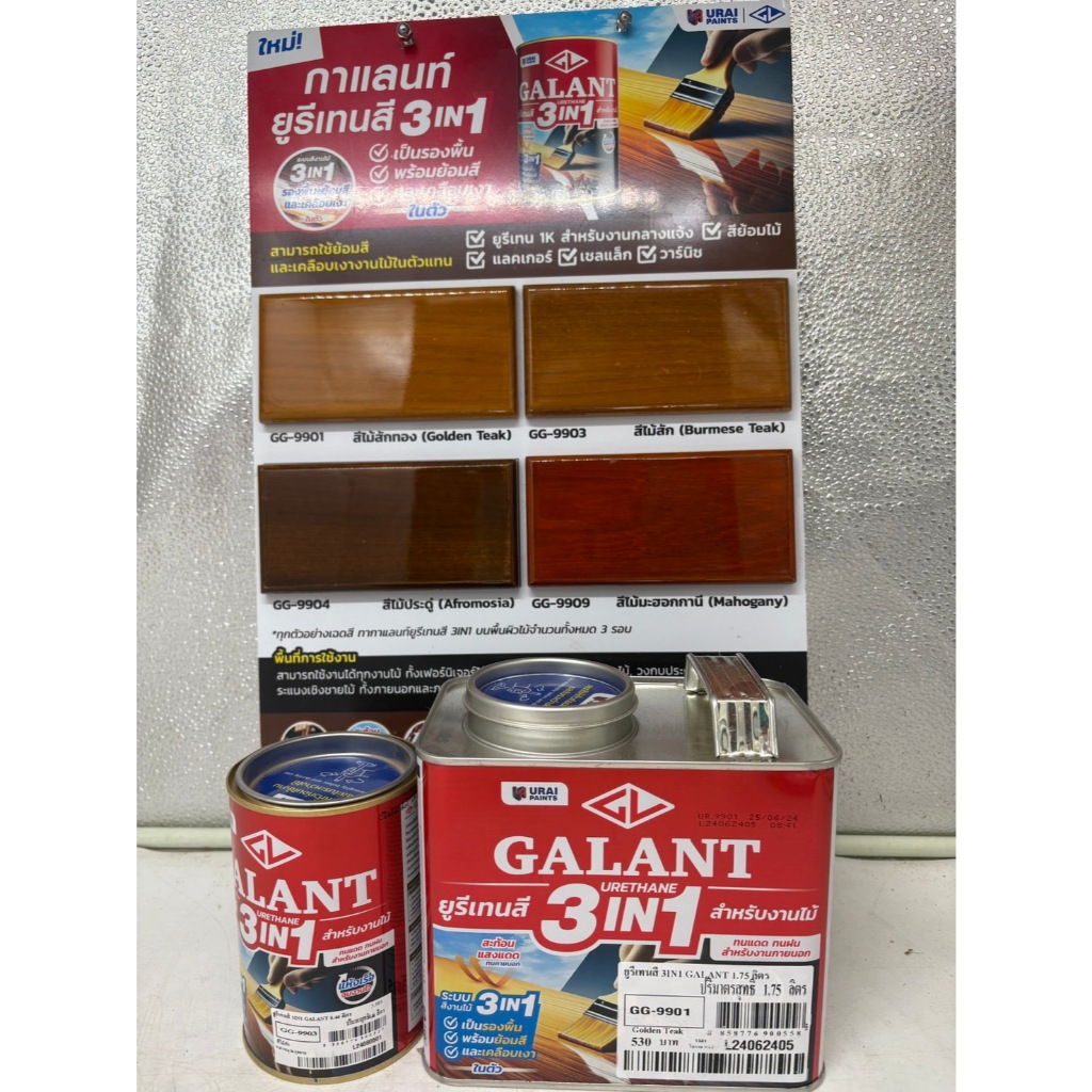 Galant กาแลนท์ 3IN1 ยูรีเทนสีย้อมไม้ สำหรับทุกงานไม้ ใช้ได้ทั้งไม้ภายนอกและภายใน