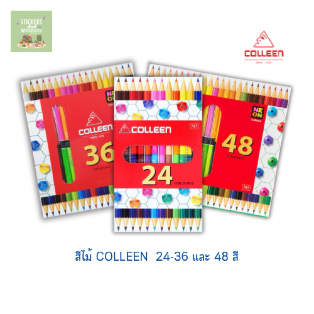 ดินสอสีไม้colleenพร้อมส่งมีแบบ24สี 36สีและ 48สี(1แท่ง2สี)