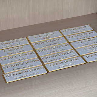 [M2] ป้ายอะคริลิคมิลเลอร์ ป้ายติดหน้าห้อง ขนาด 10x30cm สีทองขาว