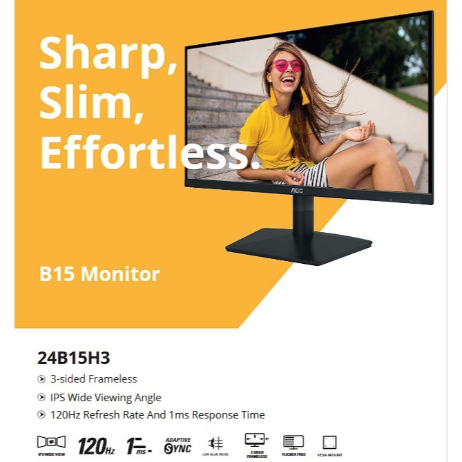 AOC 24B20JH2 จอคอมพิวเตอร์ IPS ขนาด 23.8" ความละเอียด FHD 100Hz