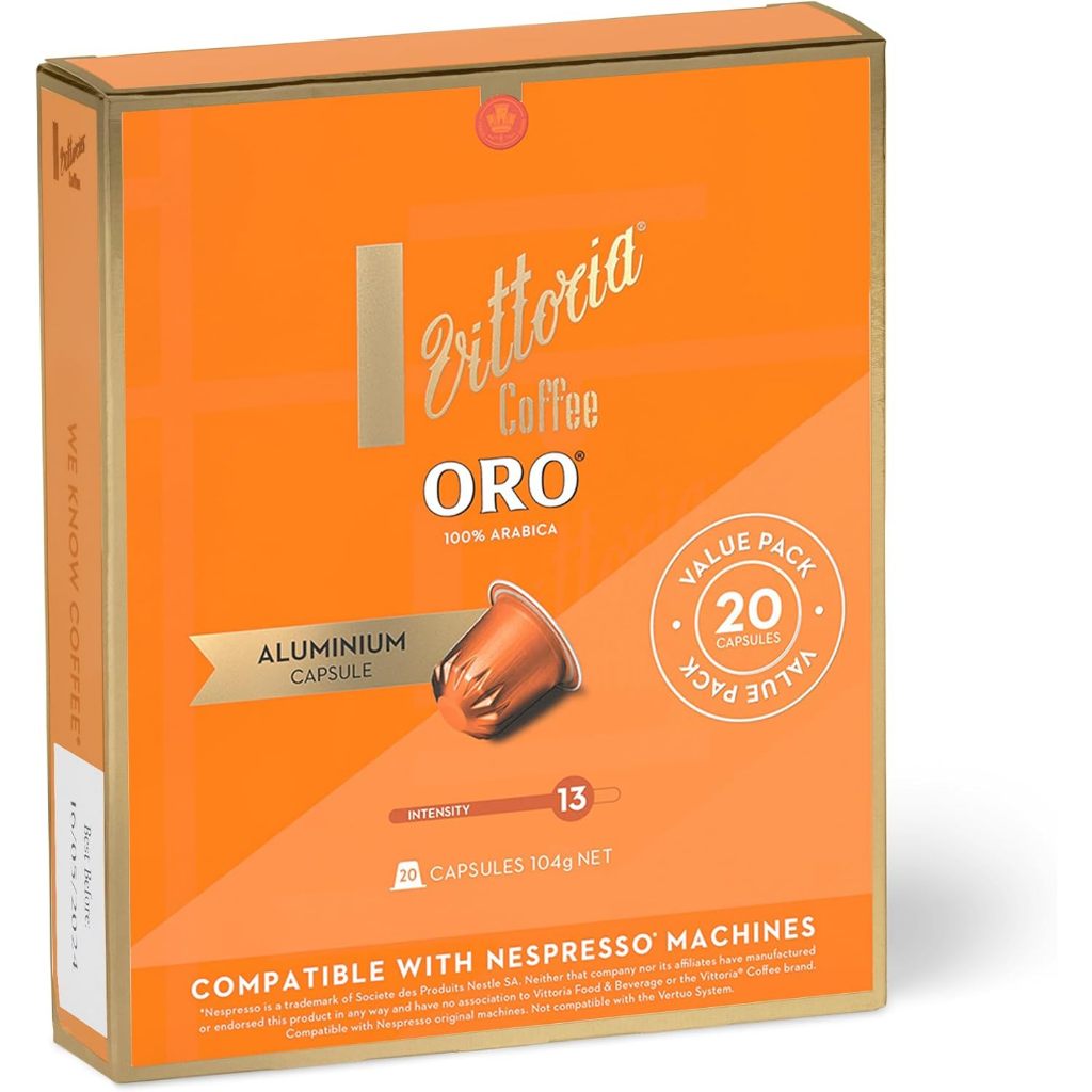 กาแฟวิททอเรีย โอโร 20 แคปซูล ใช้กับเครื่องเนสเพรสโซ/Vittoria Coffee Oro Capsules 20 Pack