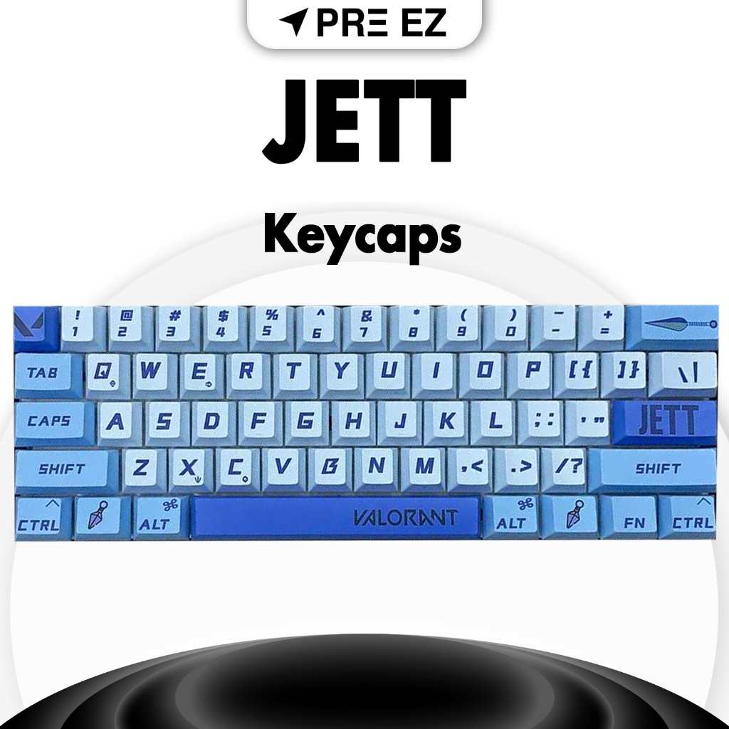 พร้อมส่ง ! JETT Keycaps PBT 74 ปุ่ม | คีย์แคปเจ็ท Valorant