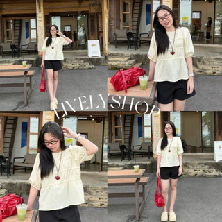 เสื้อแขนตุ๊กตาแต่งเลเยอร์ดานหน้า มี 2 ไซส์ ทรงหลวม YY7