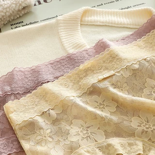 Peony & Lace กางเกงใน ผู้หญิง สไตล์ฝรั่งเศส #Y11 ลูกไม้ เซ็กซี่ ไร้ขอบ ระบายอากาศ ต้านแบคทีเรีย เอวกลาง ใส่สบายไม่ติดผิว