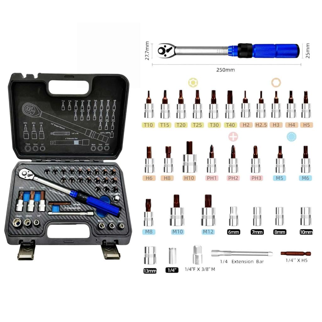 นําเข้าจากเยอรมนี ประแจปอนด์ ประแจขันปอนด์ 22ชิ้น 2-24N.m ปรับได้ 1/4 นิ้ว ใช้ในรถยนต์จักรยาน