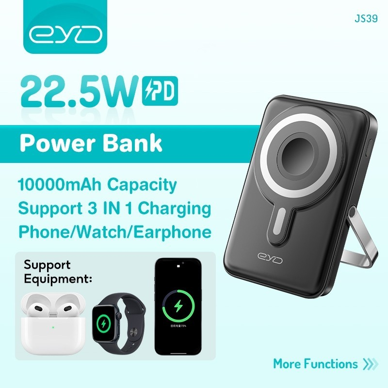 EYD JS39  Powerbank 10000mAh Wireless Fast Charging Wireless Charger Magnetic Indicator  ios &Androi