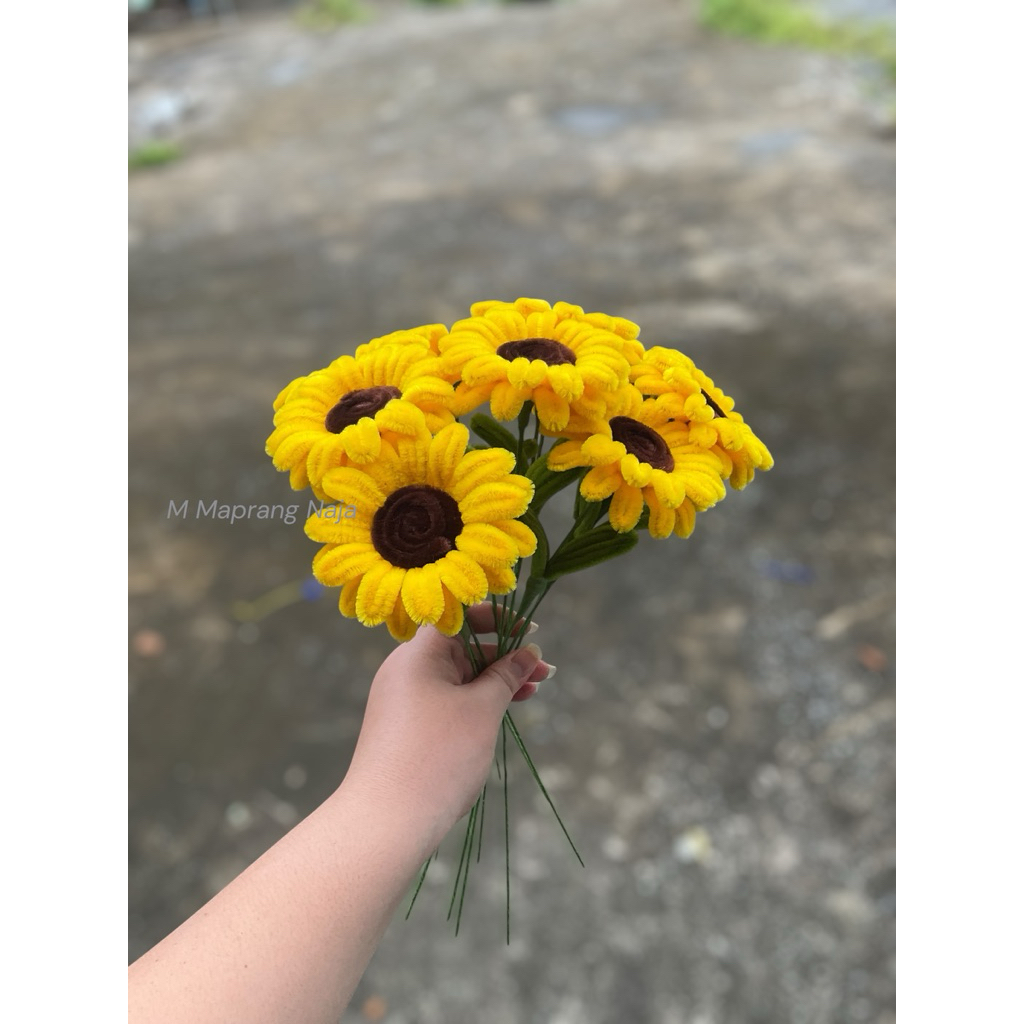 (พร้อมส่ง )[ 1 ชิ้น ]ดอกทานตะวัน ลวดกำมะหยี่  ช่อดอกทานตะวัน ดอกไม้ประดิษฐ์ ช่อดอกไม้ ของขวัญ