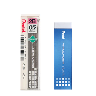 Pentel C205 ไส้ดินสอกด Hi-polymer ขนาด 0.5 มม ความเข้ม 2B 3B และ 4B บรรจุ 40 ไส้