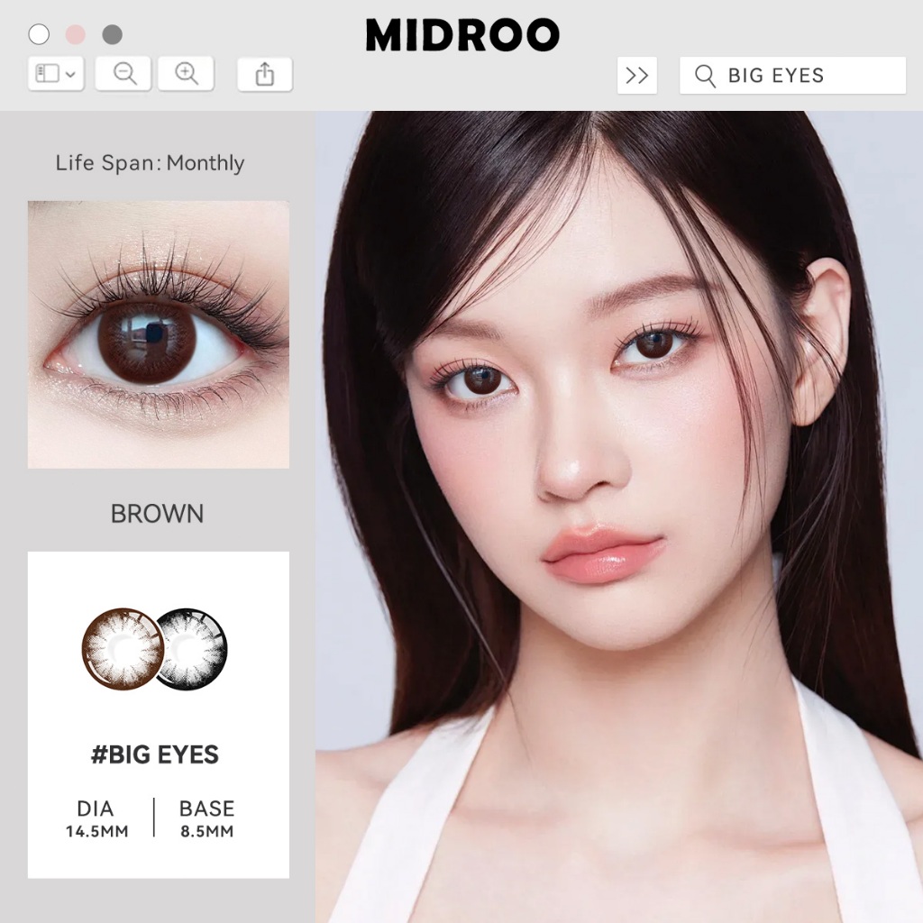【สั่ง2คู่แถมน้ำยา60ML1ขวด】MIDROO【0°~-600°】 ️‍ ️Big Eye Girl -14.5mm  เลนส์แฟชั่นเลนส์แฟชั่น บิ๊กอาย ขยายรูม่านตา เลนส์สไ